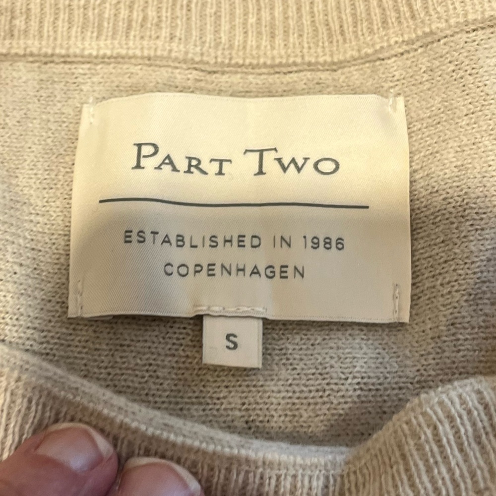 PART TWO • Beige Wool Knit Sweater with ¾ Sleeves • Size S - Picture 3 of 9